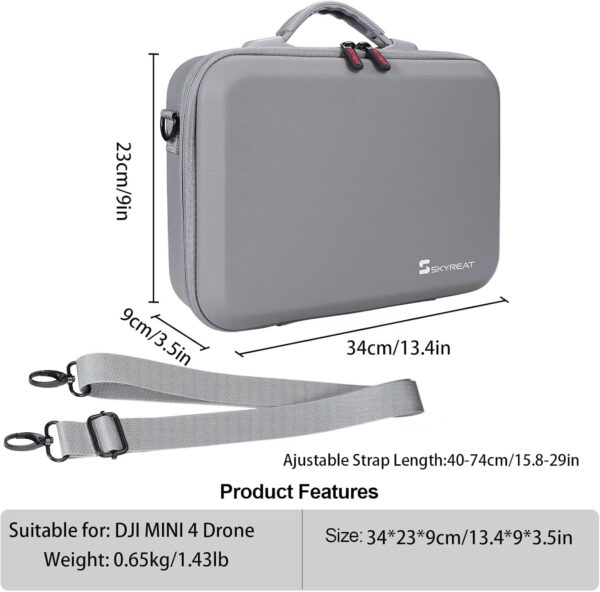 SKYREAT Mini 4 Pro Case, Portable Travel Case, Compact Storage Carrying Case with Should Strap for DJI Mini 4 Pro Fly More Combo Drone RC 2 Controller Accessories - Image 4