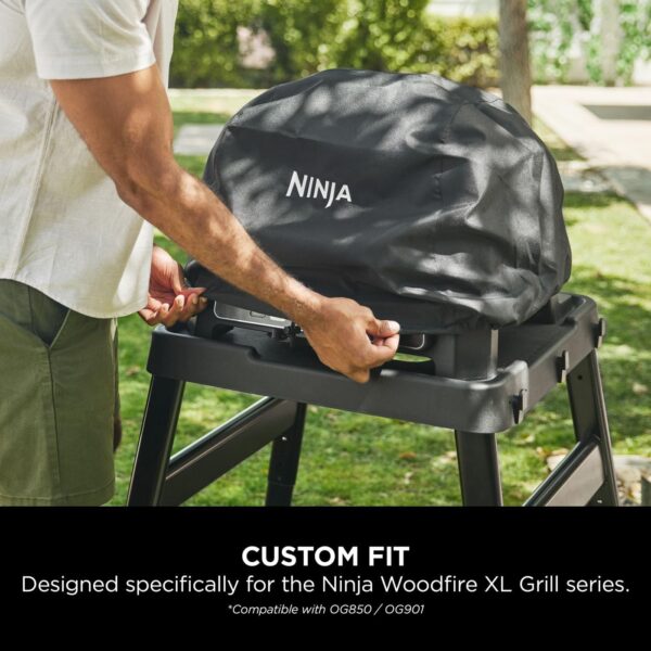 Ninja Woodfire XL Grill Cover, Anti-Fade Weather Resistant BBQ Cover with Drawstring, Official Accessory, Compatible with Ninja Woodfire XL BBQ Grill OG850 / OG901, Black, XSKOGXLCVREU - Image 4