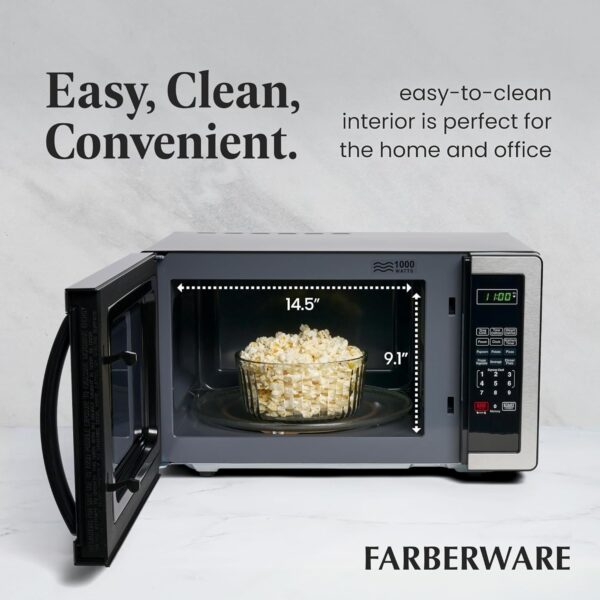 Farberware Classic FMO11AHTBKB 1.1 Cubic Foot 1000-Watt Microwave Oven, Stainless Steel - Image 6