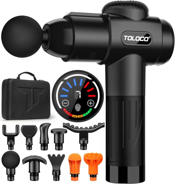 TOLOCO Massage Gun, Upgrade Percussion Muscle Massage Gun for Athletes, Handheld Deep Tissue Massager - Image 2