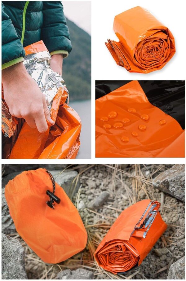 HONYAO Survival Sleeping Bag, Emergency Bivvy Bag Emergency Rescue Blanket Reusable for Outdoor Camping, Hiking - Image 3