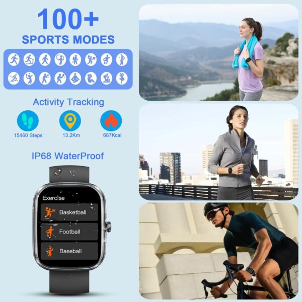 Smart Watch for Men Women, 1.91" HD Fitness Watch with Make/Answer Call, IP68 Waterproof Smartwatch with 110+ Sports, Fitness Tracker, SpO2 Heart Rate Sleep Monitor, Activity Trackers for Android/iOS - Image 5