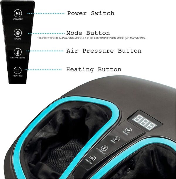 Shiatsu Foot Massager Machine with Heat - Electric Deep Kneading Heated Foot Massage Air Compression - Circulation, Legs, Plantar Fasciitis, Neuropathy Pain Therapy Spa Feet Massager - Image 3