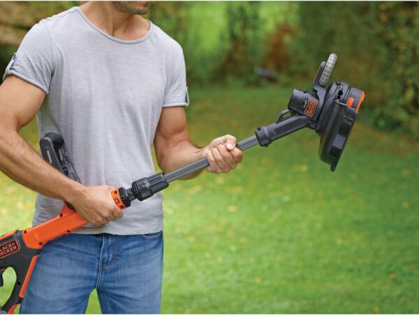 BLACK+DECKER String Grass Trimmer,Cordless, 28cm Cutting Width, Automatic Single Line Feed, 18V Lithium-Ion, 2.0Ah Battery Included, Interchangeable battery, STC1820PC-GB - Image 7