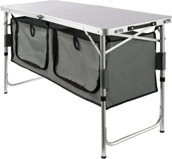 VEVOR Camping Kitchen Table, Aluminum Portable Folding Camp Cooking Station with Storage Organizer, 3 Adjustable Height, Quick Installation for Picnic BBQ Beach Traveling - Image 10