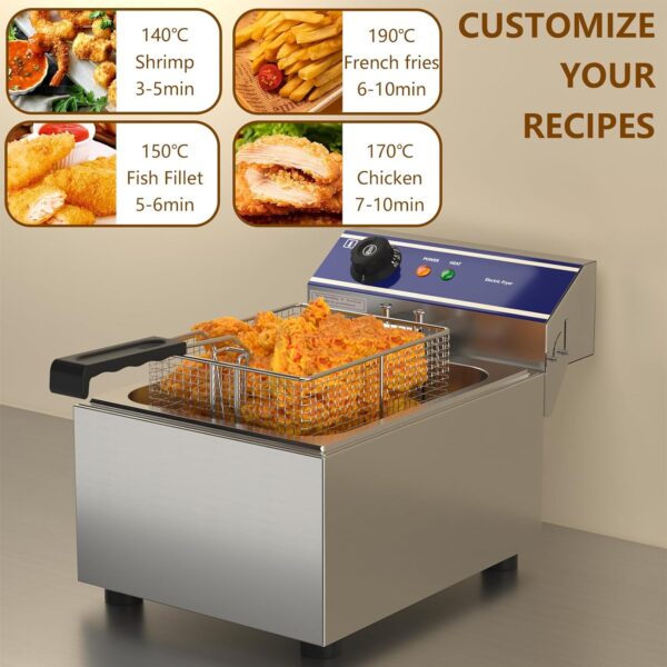 Electric Deep Fryer,Stainless Steel Commercial French Deep Fat Fryer For Restaurant,Fast Food Restaurant -3000W 6L - Image 8