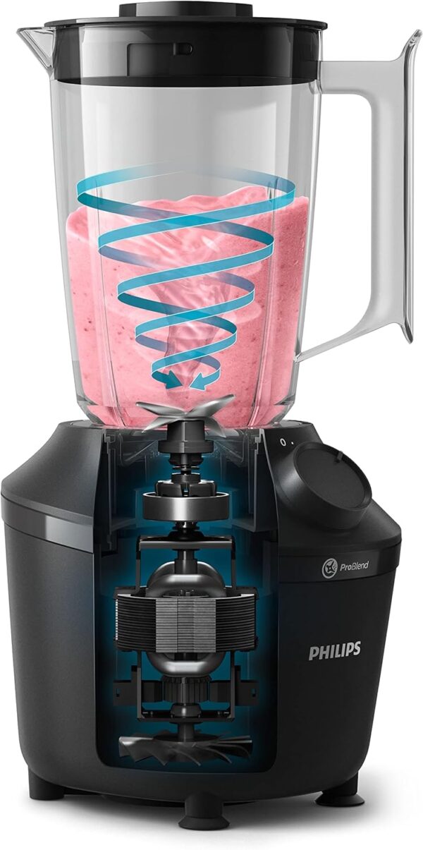 Philips Blender 3000 Series, ProBlend System, 1.9L Maximum Capacity, 1L Effective Capacity, 450W, 1 Speed Setting + Pulse, Plastic Jar, Black, (HR2041/01) - Image 5