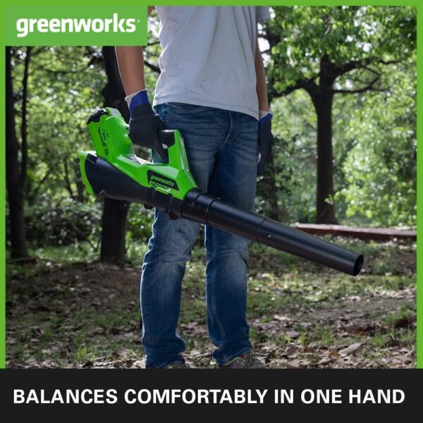 Greenworks Cordless Leaf Blower with Cruise Control, Lightweight Axial Leaf Blower 177km/h 11.05m3/min, 40V 2Ah Battery & Charger, Electric Leaf Blower Cordless Garden Blower, 3 Year Guarantee G40ABK2 - Image 5