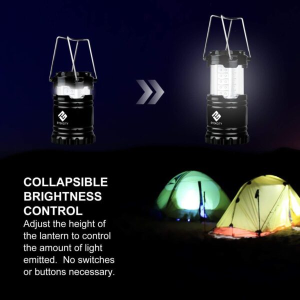 Etekcity Camping Lanterns for Power Outages 4 Pack, Flashlight for Camping Essentials, Emergency Led Battery Operated Lights, Survival Kit and Gear for Hurricane, Black - Image 6