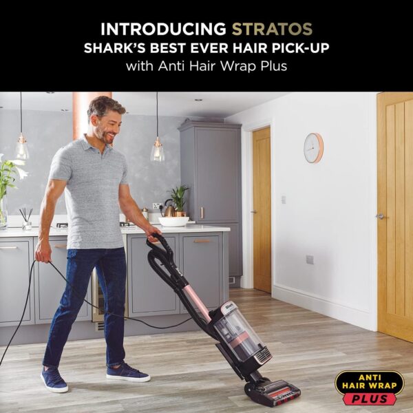 Shark Stratos Corded Upright Vacuum Cleaner 1.3L Pet Pro with Anti Hair Wrap Plus,Anti-Odour Technology,DuoClean,Powered Lift-Away,Anti-Allergen Complete Seal,3 Attachments,8m Cord,Rose Gold NZ860UKT - Image 3