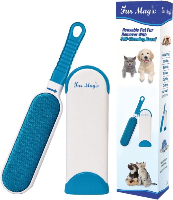 Fur Magic Pet Hair Remover Lint Brush With Self-Cleaning Base, Reusable Fluff Remover for Clothes, Double-Sided Fur Cleaner for Dog and Cat - Image 2