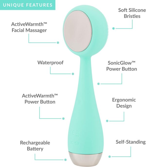 PMD Clean Pro - Smart Facial Cleansing Device with Silicone Brush & ActiveWarmth Anti-Aging Massager - Waterproof - SonicGlow Vibration Technology - Clear Pores & Blackheads - Lift, Firm, & Tone Skin - Image 9