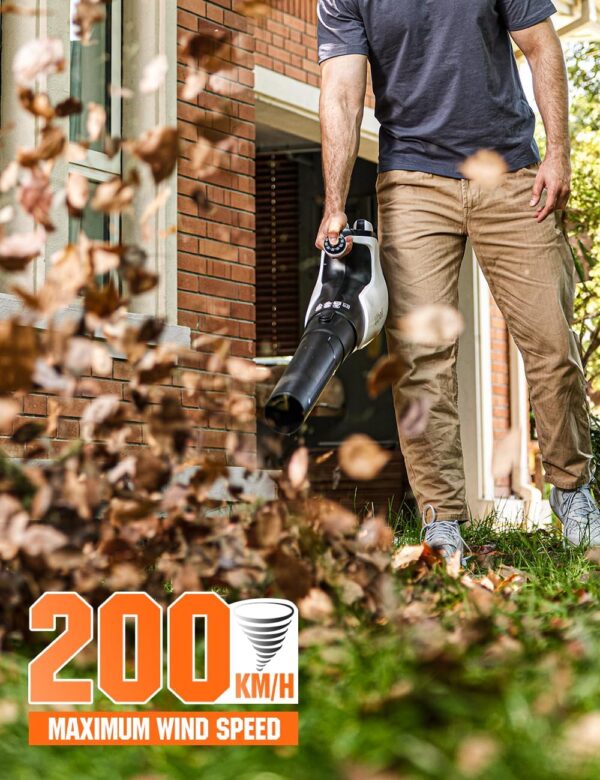 Litheli 40V(2x20V) Brushless Leaf Blower, 973 m³/h Electric Leaf Blowers Battery Powered for Blowing Leaf, Dust, Snow, Debris, Incl. 2x4.0Ah Batteries - Image 4