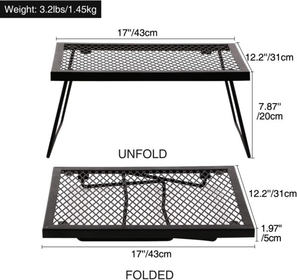 REDCAMP Folding Campfire Grill Grate, Portable Heavy Duty Steel Camp Grill Over Fire for Camping Outdoor Kitchen Cooking BBQ - Image 3