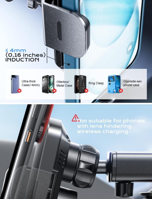 Wireless Car Charger, CHGeek 15W Fast Charging Auto Clamping Car Charger Phone Mount Phone Holder fit for iPhone 14 13 12 11 Pro Max Xs, Samsung Galaxy S23 Ultra S22 S21 S20, S10+ S9+ Note 9, etc - Image 5