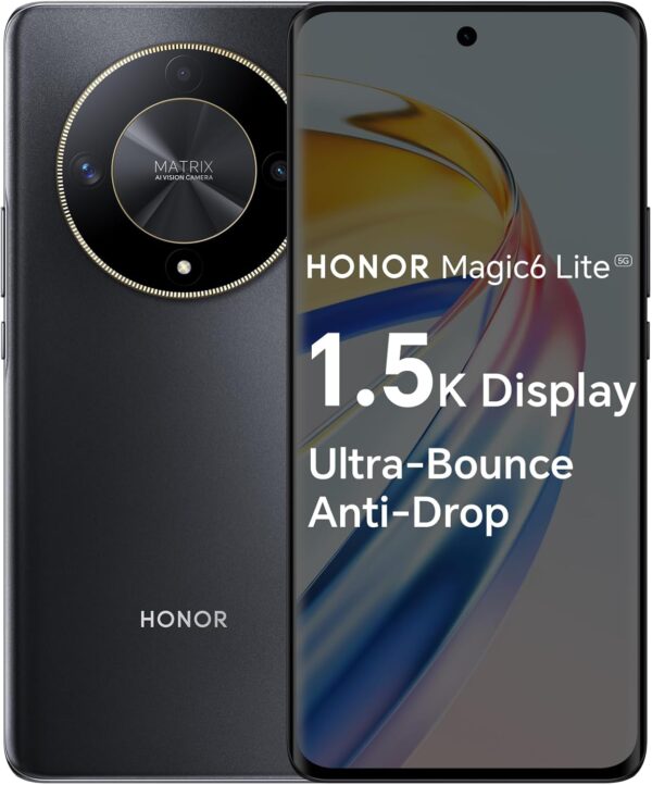 HONOR Magic6 Lite, Sim-Free Mobile Phones, 5G Smartphone, 8GB+256GB, 6,78” Anti-Drop 120Hz Display, 108MP Triple Rear Camera, 5300mAh Battery, Dual SIM, Android 13, Midnight Black - Image 2