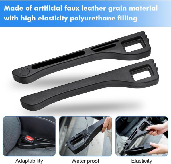 Zocipro 2Pcs Car Seat Gap Filler Leakproof Plugging Strips, Universal Faux Leather Car Gap Filler Organiser with 2 Car Seat Hooks, Prevents Falling Items, Wipeable Waterproof (Black) - Image 5