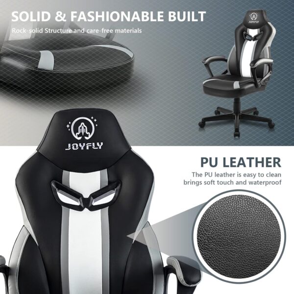 JOYFLY Computer Chair Office Gaming Chair for Adults,Racing Style Ergonomic PC Chair with Adjustable Swivel Chair with Lumbar Support(Black) - Image 7