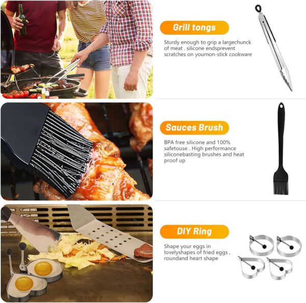 Bbq Tools Set 42pcs Griddle Accessories Kit, Stainless Steel Bbq Accessories Complete Bbq Set Gift, Barbecue Accessories Professional Griddle Spatula Set, Bbq Gifts For Men Women - Image 4