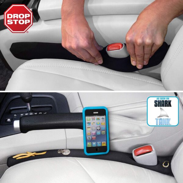 Drop Stop - Patented Original Car Seat Gap Filler (as in the Shark Tank) Set of 2 with Non-Slip Pad and Light - Image 2