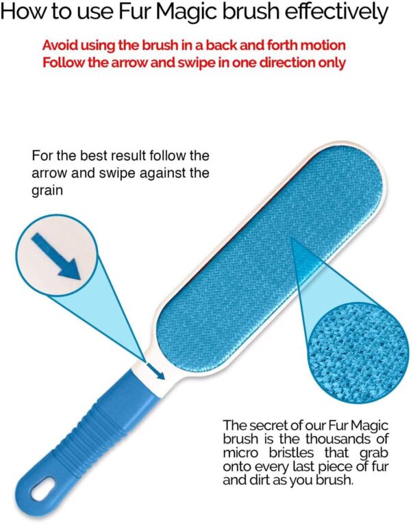 Fur Magic Pet Hair Remover Lint Brush With Self-Cleaning Base, Reusable Fluff Remover for Clothes, Double-Sided Fur Cleaner for Dog and Cat - Image 4