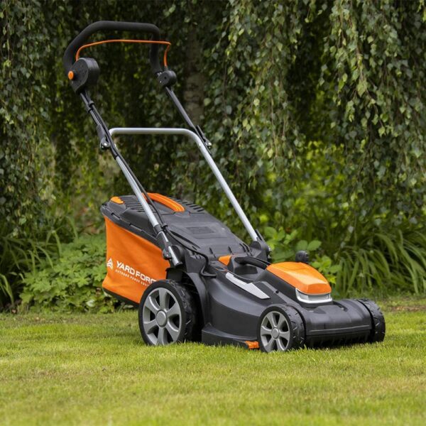 Yard Force GR40 Range 40V 34cm Cutting Width Cordless Lawnmower with Lithium Ion Battery & Quick Charger, Rear Roller, 35L Grass Bag - LM G34A - Lawn Mower, Orange - Image 5