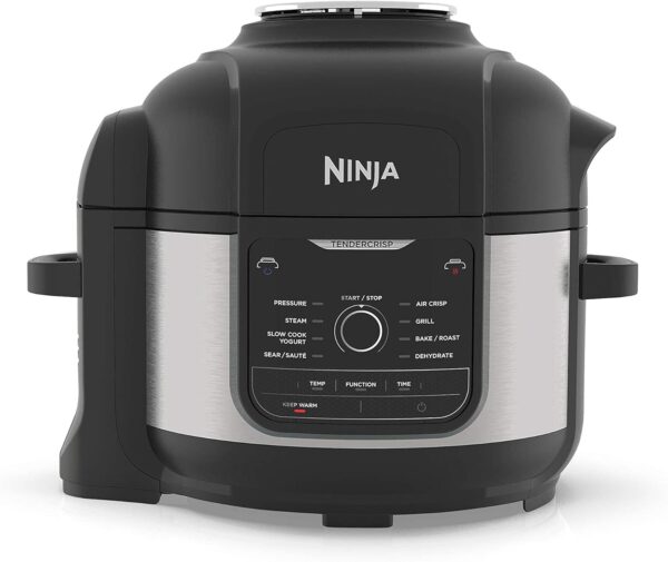 Ninja Foodi 9-in-1 Multi Cooker, 6L with 9 Cooking Functions, Pressure Cook, Air Fry, Slow Cook, Grill and more, Brushed Steel & Black, OP350UK - Image 2