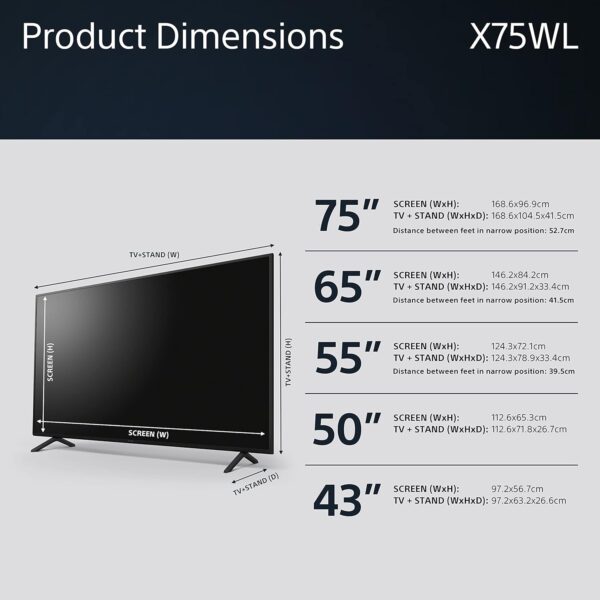 Sony BRAVIA, KD-55X75WL, 55 Inch, LED, Smart TV, 4K HDR, Google TV, ECO PACK, BRAVIA CORE, Narrow Bezel Design - Image 13