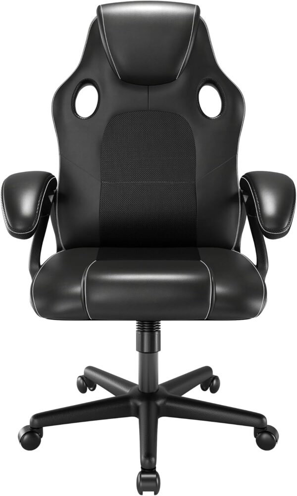 Play haha.Gaming chair Office Desk Swivel chair Computer Work chair Ergonomic Racing chair Leather PC gaming chair (Black) - Image 5