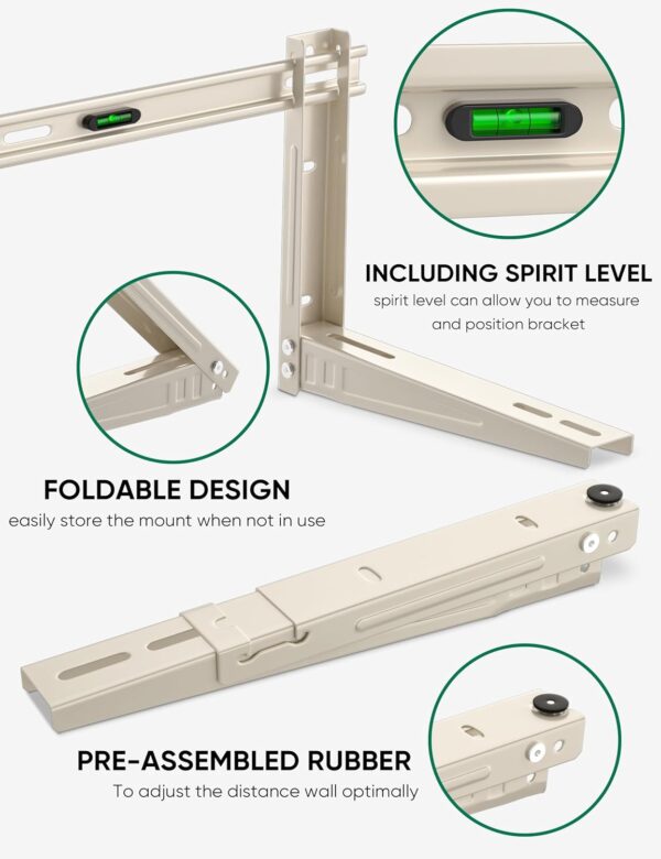 Plusluck Mini Split Wall Mounting Bracket for 7000-12000 BTU Mini Split Air Conditioner with Leveler Universal Ductless AC and Heat Pump Systems Outdoor - Image 6