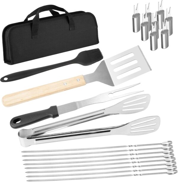 BBQ Tools Set, 24Pcs Stainless Steel BBQ Accessories with Storage Bag Professional Barbecue Tool Kit Grill Utensils for Men Women Outdoor Camping Party and Picnic - Image 2