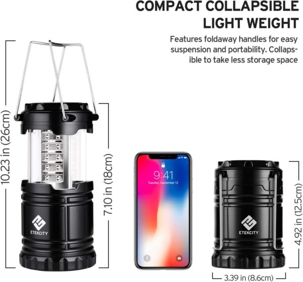 Etekcity Camping Lanterns for Power Outages 4 Pack, Flashlight for Camping Essentials, Emergency Led Battery Operated Lights, Survival Kit and Gear for Hurricane, Black - Image 3