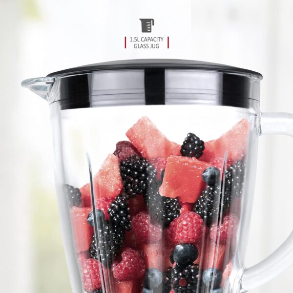 NETTA Table Blender - Smoothie Maker with Glass Jug - Electric Jug Mixer and Grinder - 8 Speed Settings, 500W - Ideal for Liquidisers, Milkshake, Ice Crusher, Smoothies, Fruit Juice, Protein Shake - Image 5