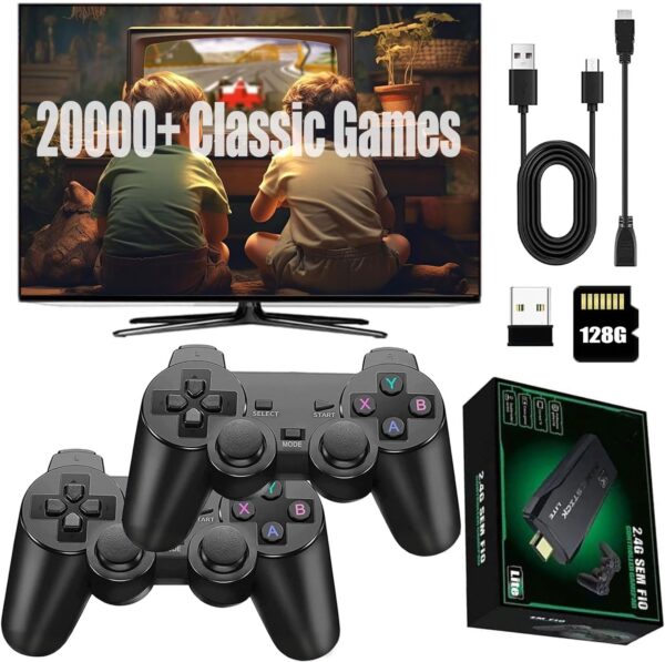 Video Games Console, Retro Games Console with 128G, 20000+ Classic Games, 2.4G Wireless Controllers, USB Plug and Play TV Game Stick for Kids Adults (3 Edition) - Image 2