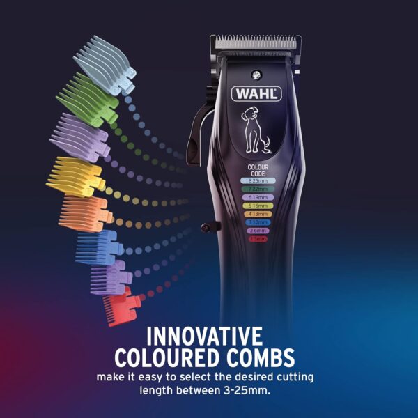 WAHL Colour Pro Rechargeable Pet Clipper, Clippers with Coded Combs, Full Coat Grooming for Dogs, Low Noise, Corded/Cordless Dog Clippers, Black - Image 4