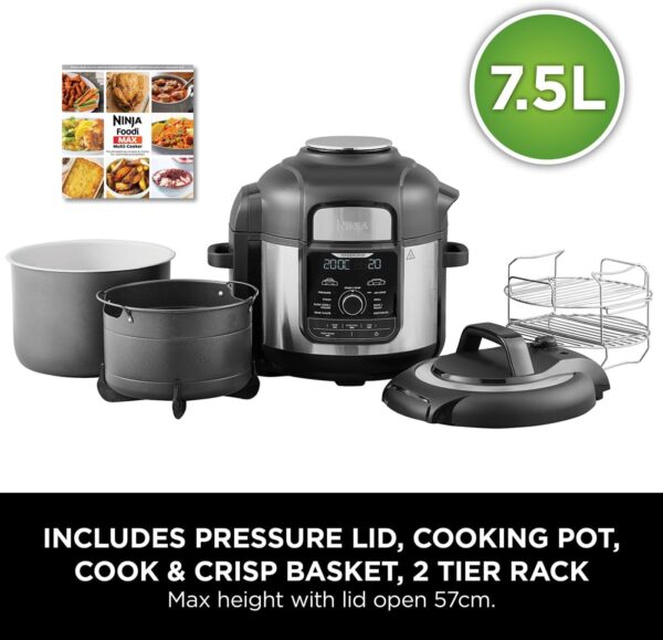 Ninja Foodi MAX Multi-Cooker [OP500UK], 9-in-1, 7.5L, Electric Pressure Cooker and Air Fryer & Non-Stick Loaf Tin, Cake Tin & Crisper Tray Bakeware Set - Image 5