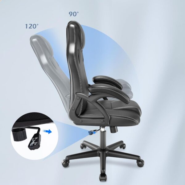 Play haha.Gaming chair Office Desk Swivel chair Computer Work chair Ergonomic Racing chair Leather PC gaming chair (Black) - Image 9