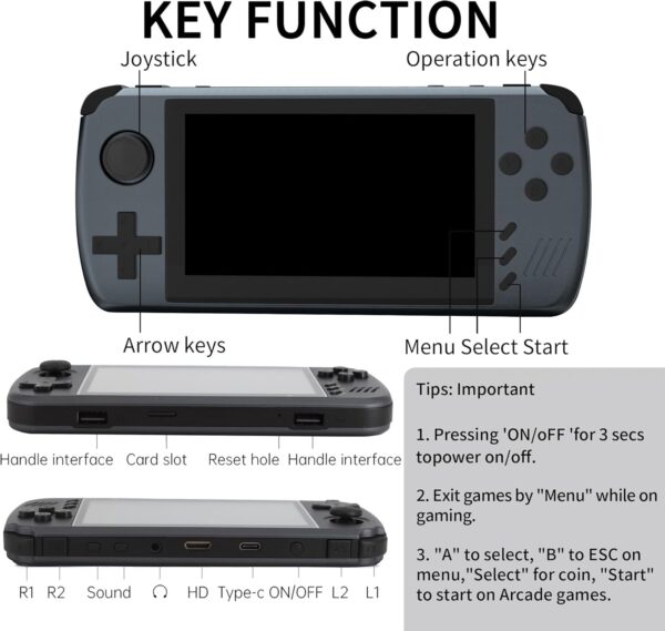 Open Source Handheld Game Console - 4.3 Inch IPS HD Retro Game Console with ATM7051 Quad Core ARM CORTEX-A9 CPU, Classic Video Games, Multi-Emulator Support, HD Output, and TF Card Expansion - Image 3