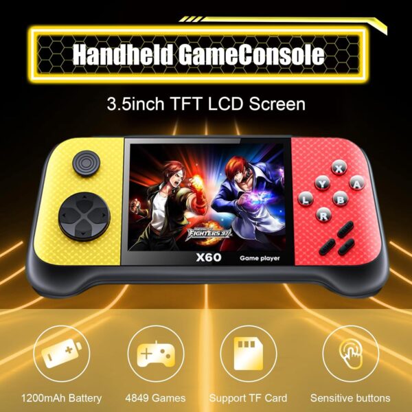 Handheld Games Consoles, Retro Games Console Built-In 4849 Classic Games, 3.5 Inch Lcd Screen, Psp Console with 2 Gamepads, Handheld Console Support Tv Out & Two Players (Yellow) - Image 3