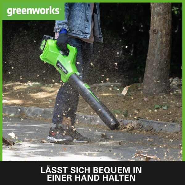 Greenworks G24ABIIK2 Cordless Axial Leaf Blower, 145km/h, 9.08m³/min 24V Battery & Charger, 3 Year Guarantee - Image 5