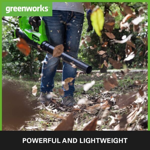 Greenworks Cordless Leaf Blower with Cruise Control, Lightweight Axial Leaf Blower 177km/h 11.05m3/min, 40V 2Ah Battery & Charger, Electric Leaf Blower Cordless Garden Blower, 3 Year Guarantee G40ABK2 - Image 4