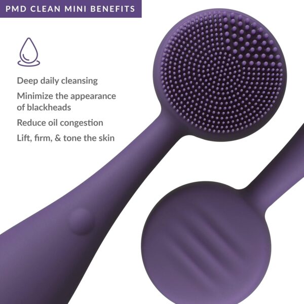 PMD Clean Mini - Smart Facial Cleansing Device with Silicone Brush & Anti-Aging Massager - Waterproof - SonicGlow Vibration Technology - Clear Pores and Blackheads - Lift, Firm, and Tone Skin - Image 3