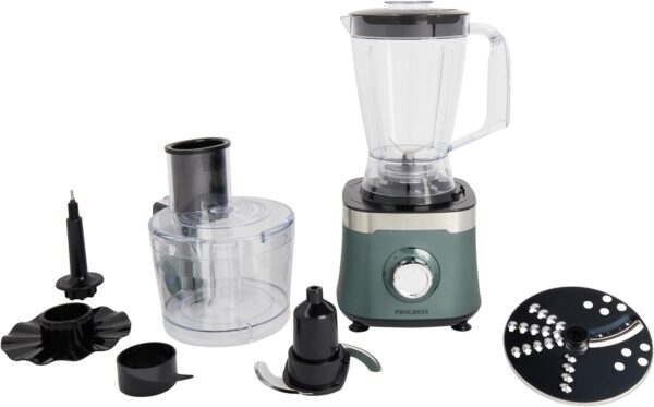 Progress EK5115PSHIMMERGRNWK Shimmer Food Processor & Blender Set – Chopper Smoothie Maker Machine, 2 Speeds and Pulse, Shred/Slice/Chop/Blend/Emulsify, 1.5L Bowl, 1.4L Blending Jug, 800 W, Green - Image 2