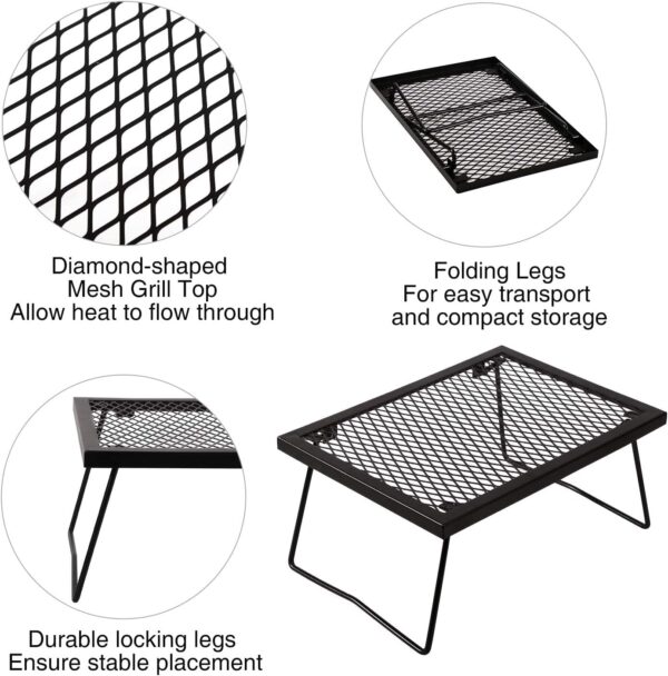 REDCAMP Folding Campfire Grill Grate, Portable Heavy Duty Steel Camp Grill Over Fire for Camping Outdoor Kitchen Cooking BBQ - Image 5