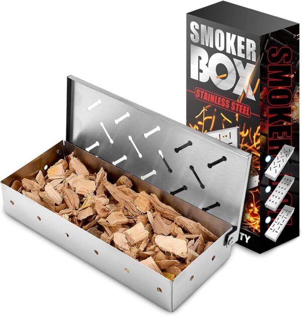 Shiwaki BBQ Smoker Box,Stainless Steel Smoke Box,Smoke Generator,Meat and Fish Smoker,for Indoor Outdoor Charcoal BBQ Grill Grill Meat - Image 3