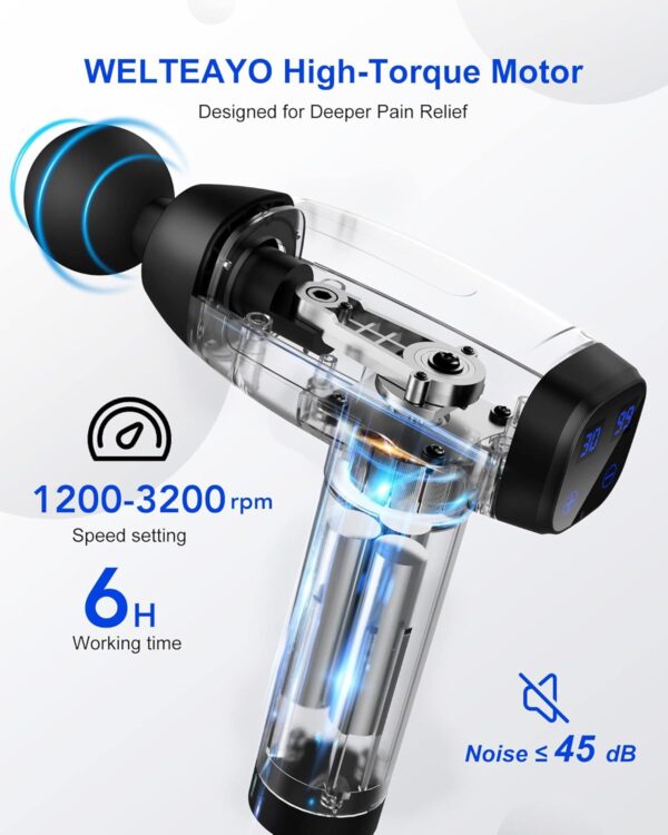 Massage Gun Deep Tissue,Muscle Massage Gun Massager,Quiet Professional Handheld 30 Speeds Muscle Gun,6 Heads with Type-C Charge,for Home Office Workout Full Body Muscle Massage Relax - Image 7