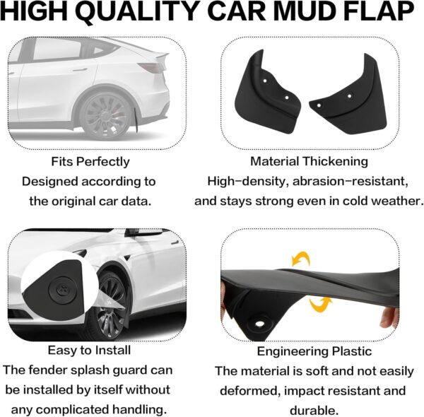 PSLER for Tesla Model Y 2019-2024 Mud Flaps Splash Guards Fenders No Drilling Required Car for Tesla Model Y Accessories- (Pack of 4) - Image 4