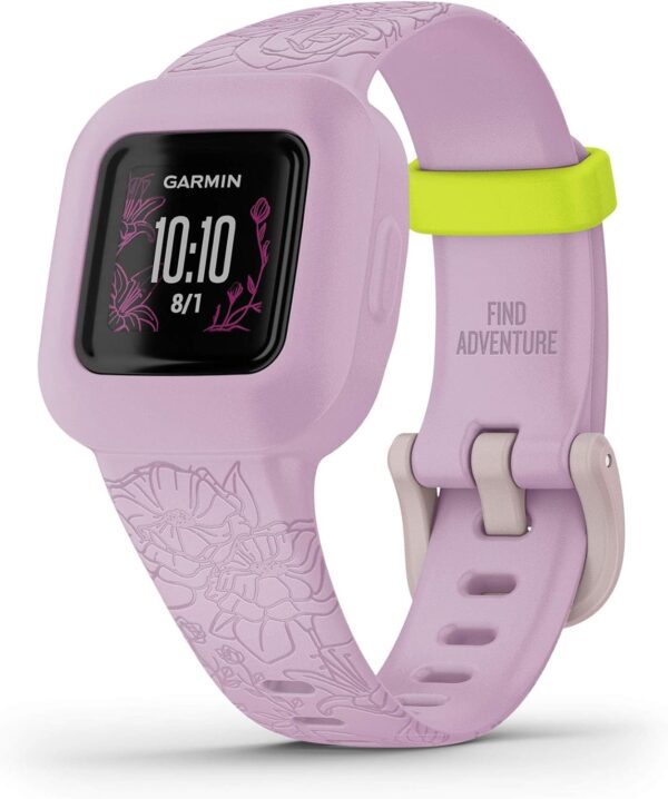 Garmin vivofit Jr.3 Fitness Tracker for Kids, Includes Interactive App Experience, Swim-Friendly, Up To 1-year Battery Life, Adjustable watch band, Lilac Floral - Image 2