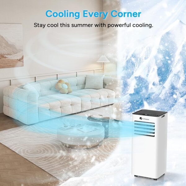 DR.PREPARE 9000 BTU Air Conditioning Unit, 4-in-1 Portable Air Conditioner with Remote Control, Dehumidifier, Cooling Fan with 2 Speeds, 24H Timer & Sleep Mode, Child Lock, Dual Window Venting Kit - Image 4