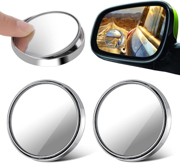 Cobee Car Blind Spot Mirror, 2pcs Adjustable HD Convex Glass Mirror Car Door Mirrors Automotive Exterior Mirrors Mirror for Blind Side Seamlessly Contours to Rear View Side Mirrors Peel & Stick - Image 2